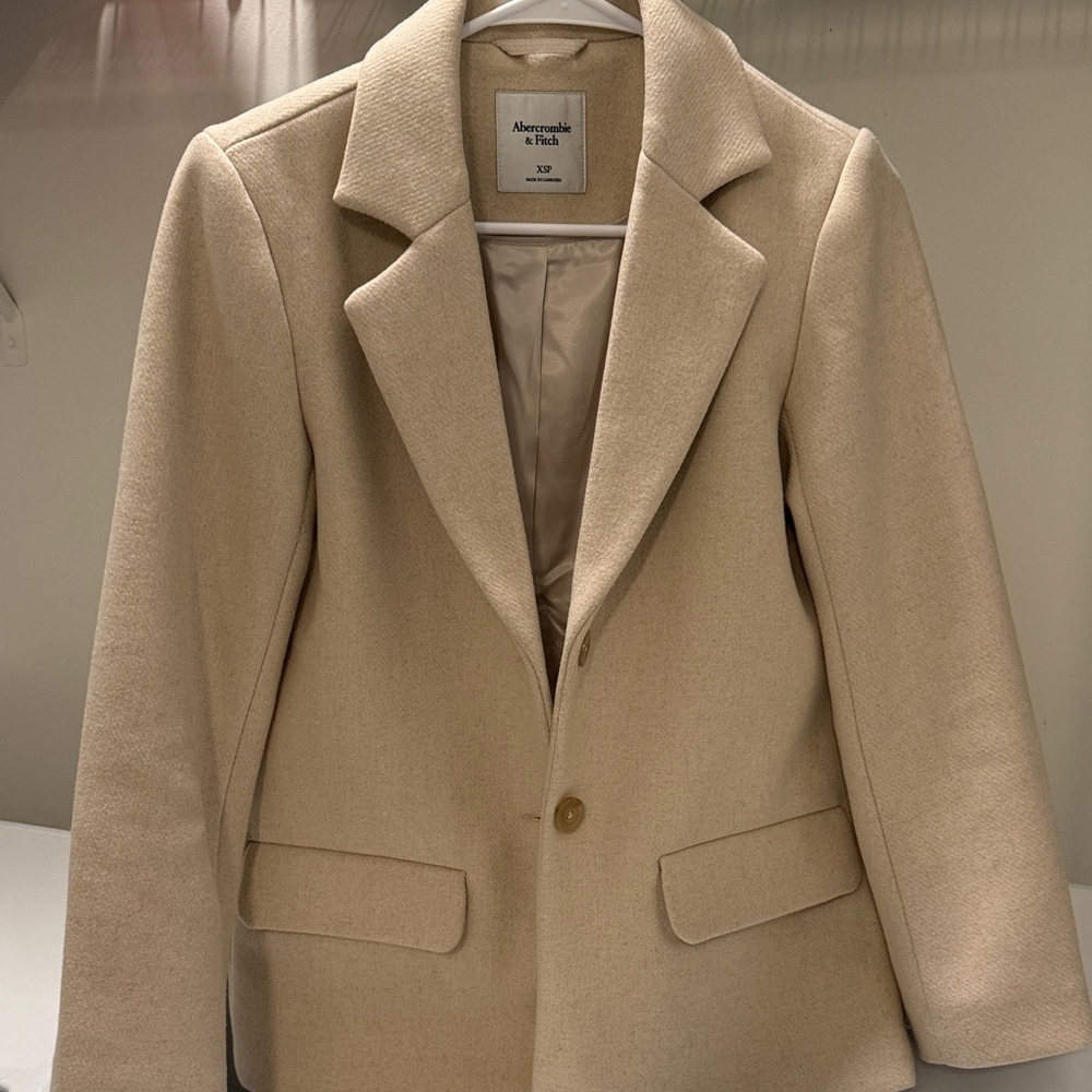 Abercrombie & Fitch Cream Wool Blend Blazer Jacket